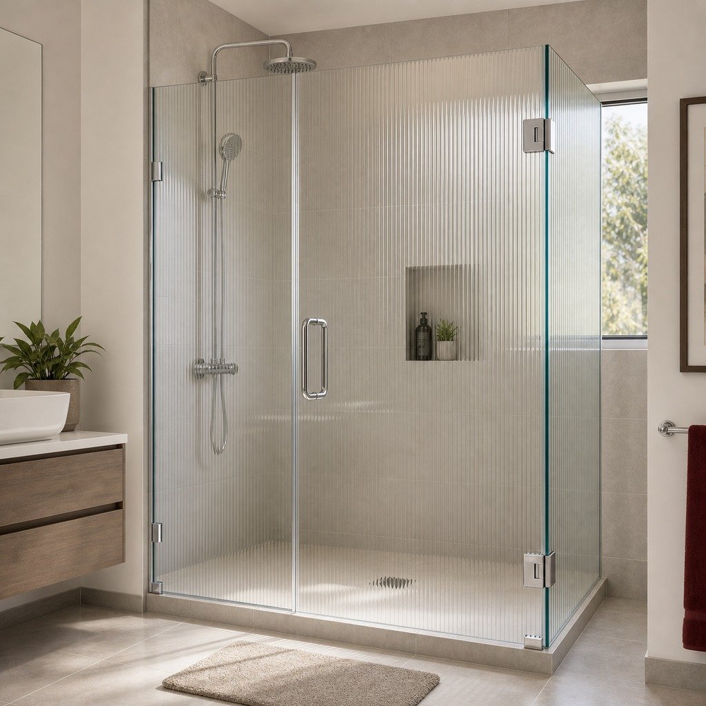 patterned-glass-shower-enclosure New builds and renovations